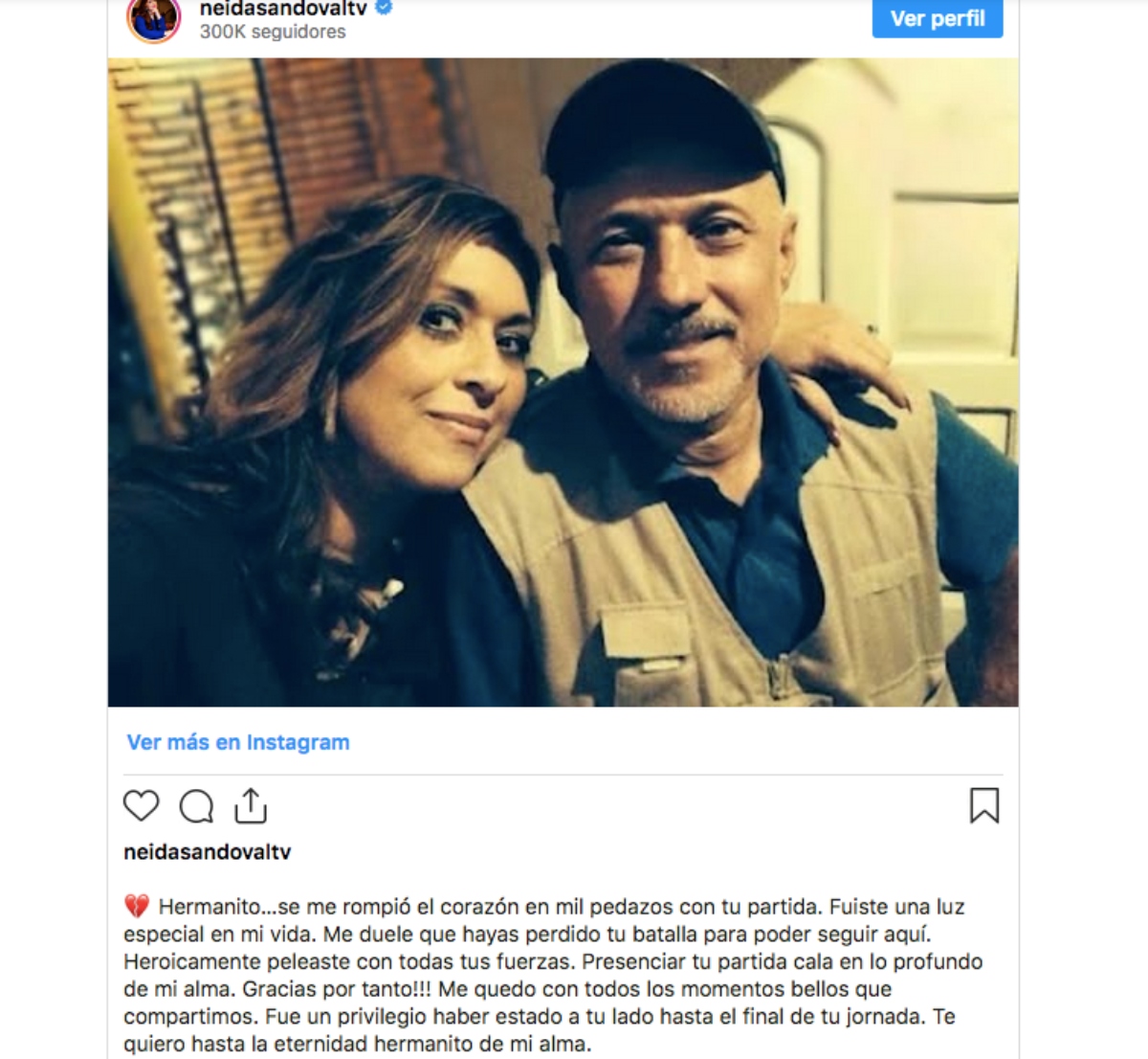 Neida Sandoval in mourning for her brother's death