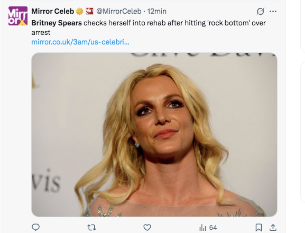 Britney Spears entra a rehabilitación 