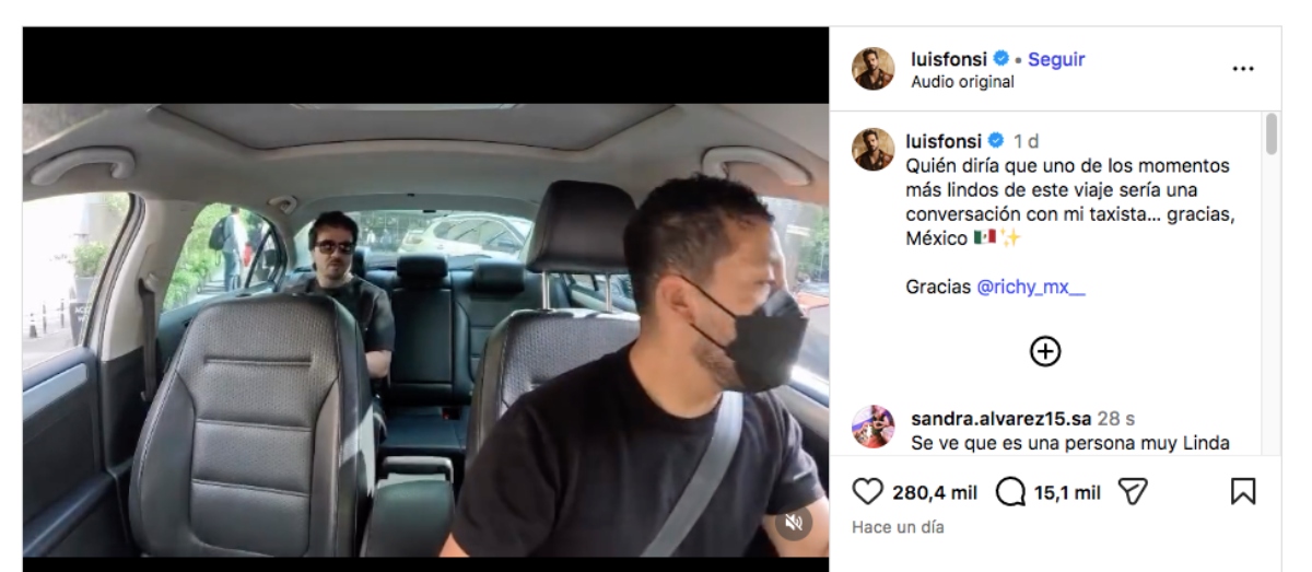 Luis Fonsi a bordo de un taxi en México