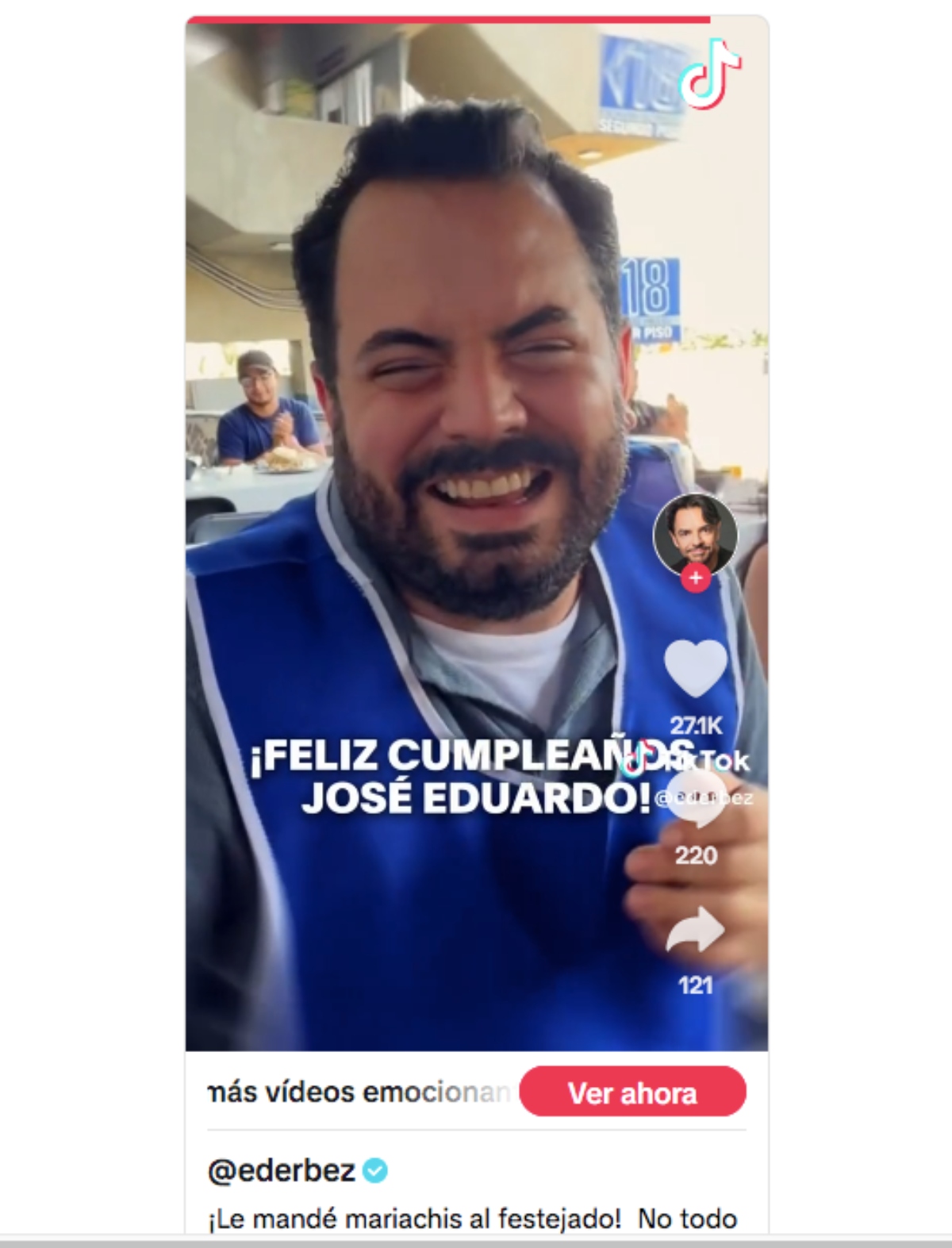 Eugenio Derbez le manda mariachis a su hijo José Eduardo