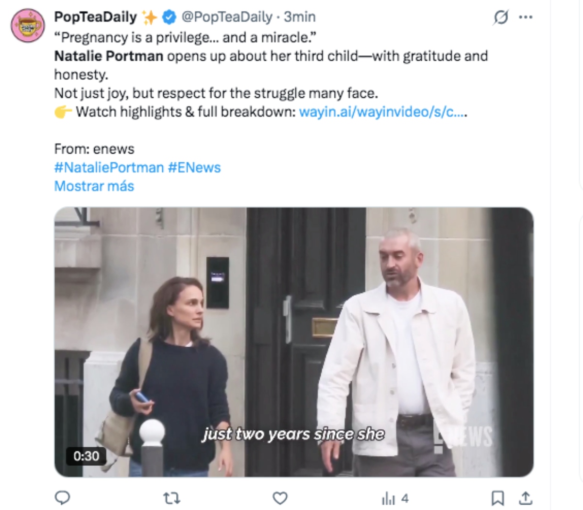 Natalie Portman está embarazada a sus 44 años