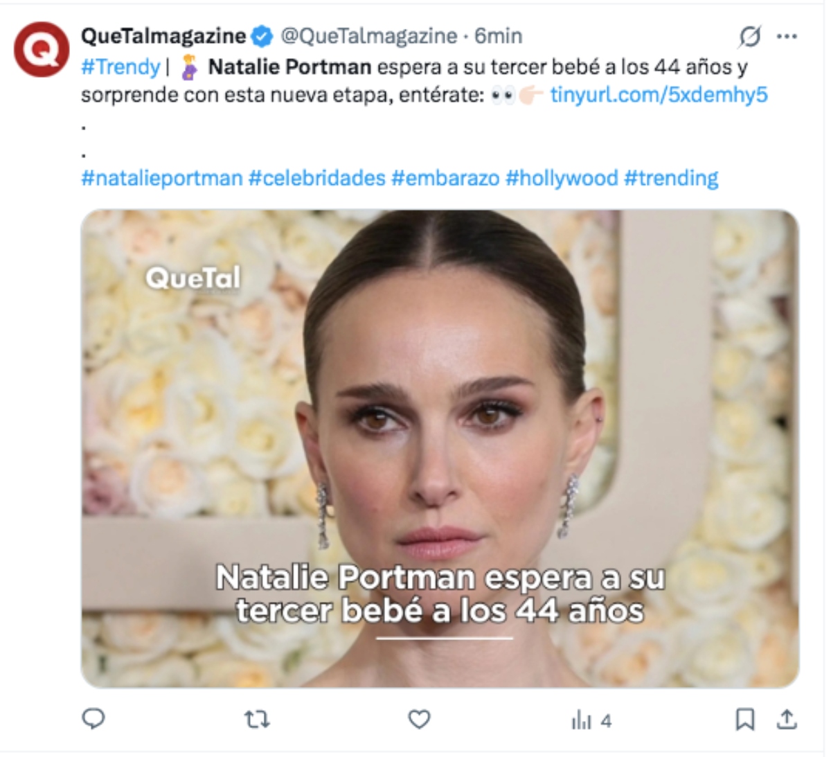Natalie Portman está embarazada a sus 44 años