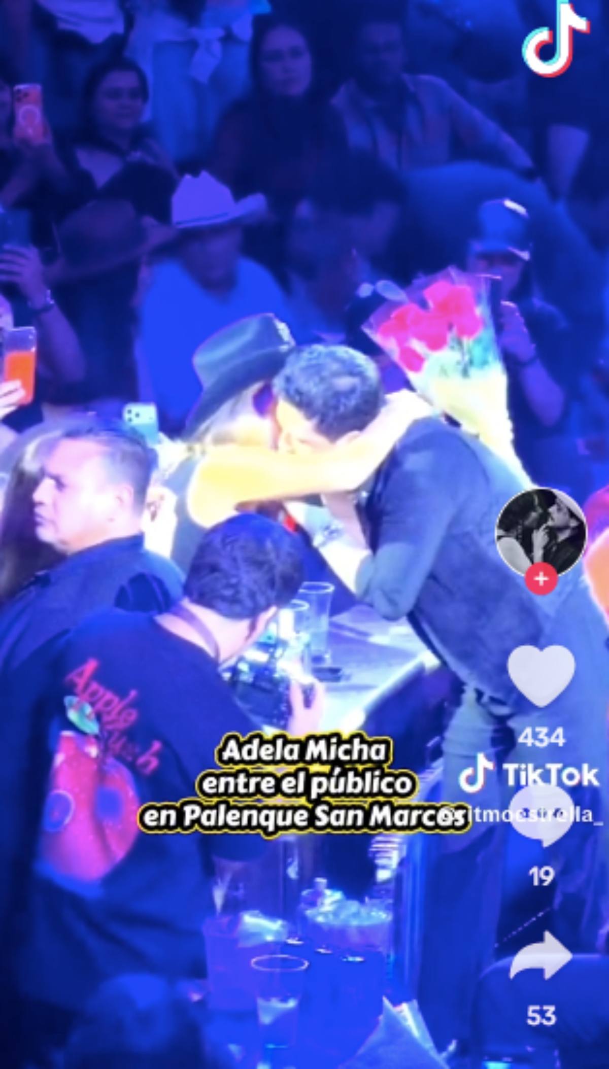 Adela Micha kisses Christian Nodal