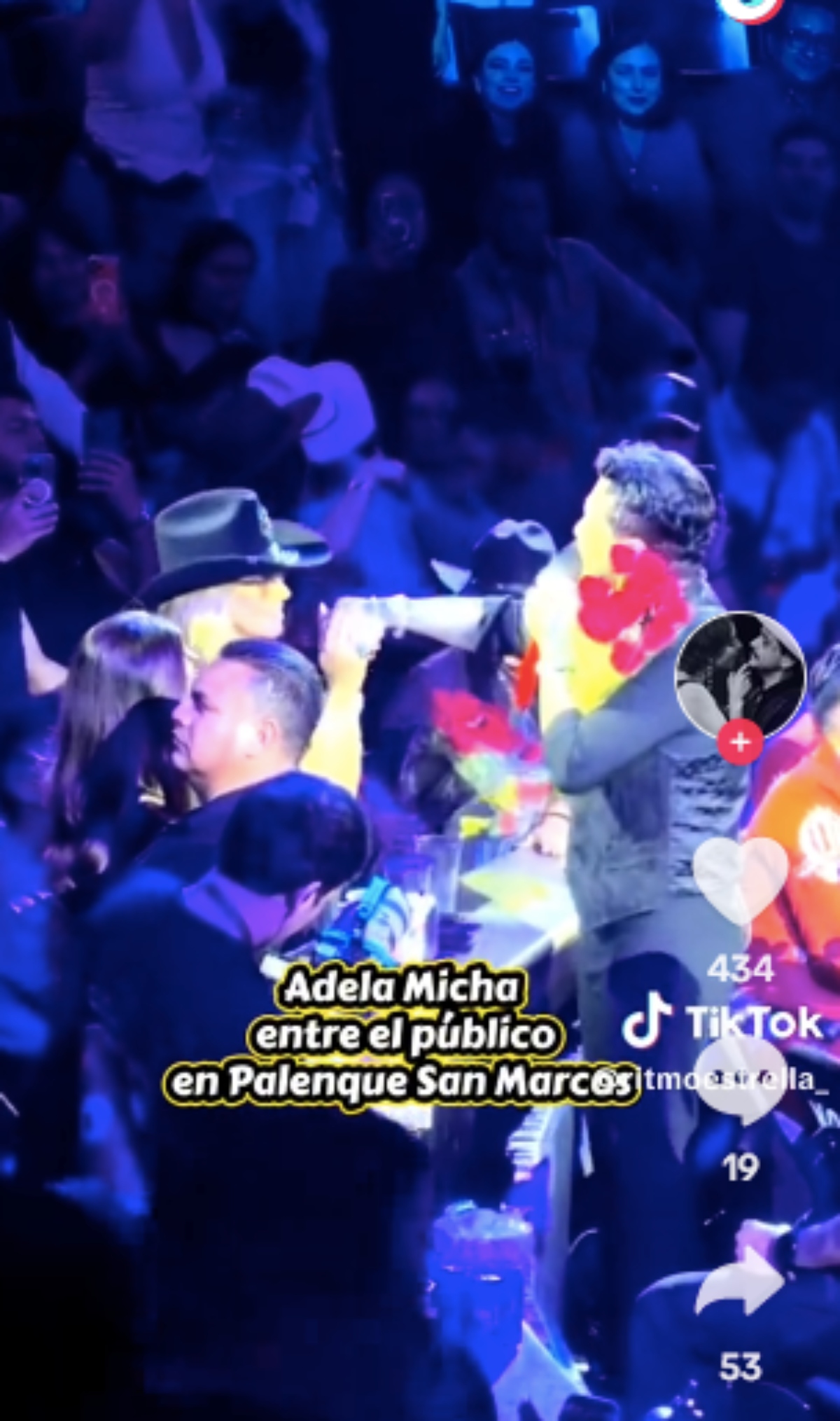 Adela Micha kisses Christian Nodal