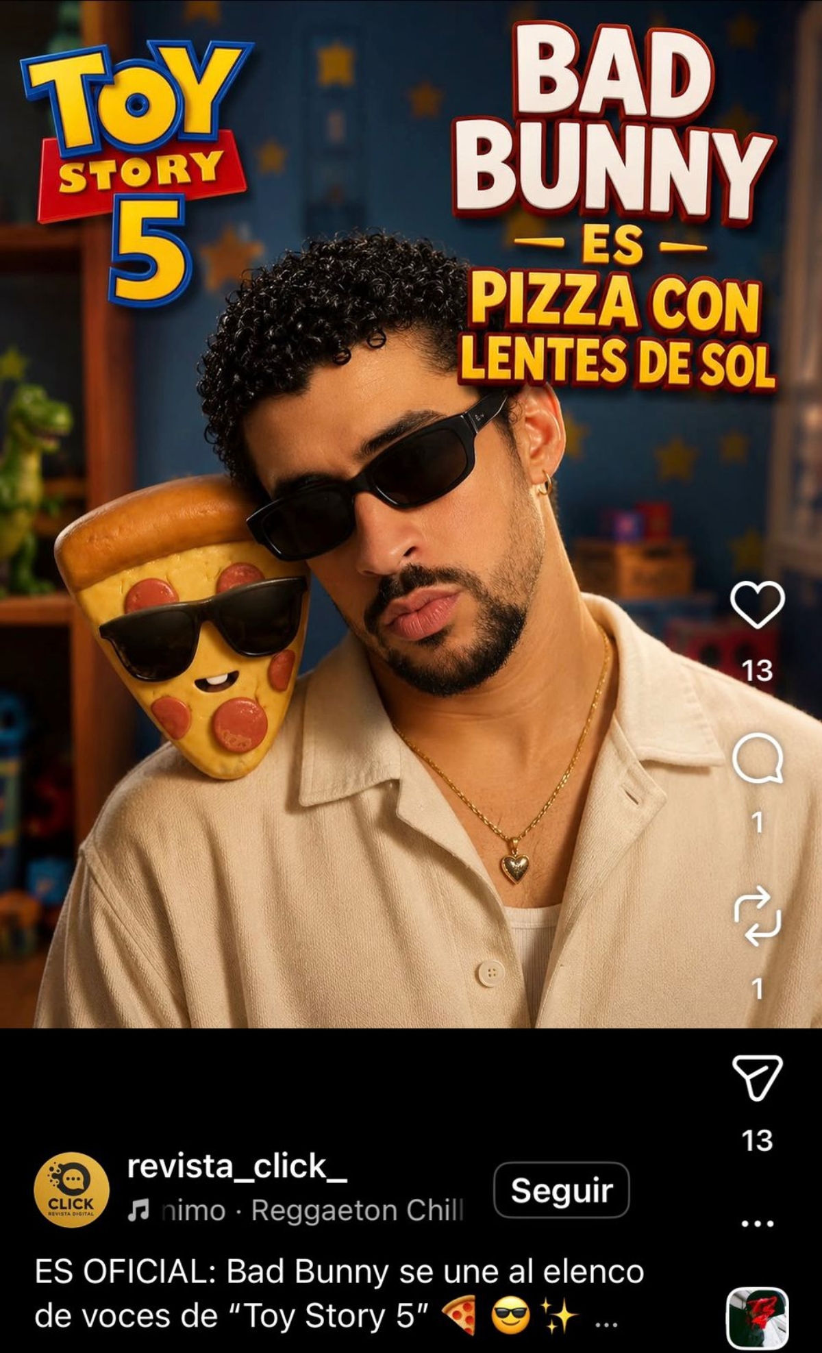 Bad Bunny to star as 'Pizza with Sunglasses' in Toy Story 5 movie
