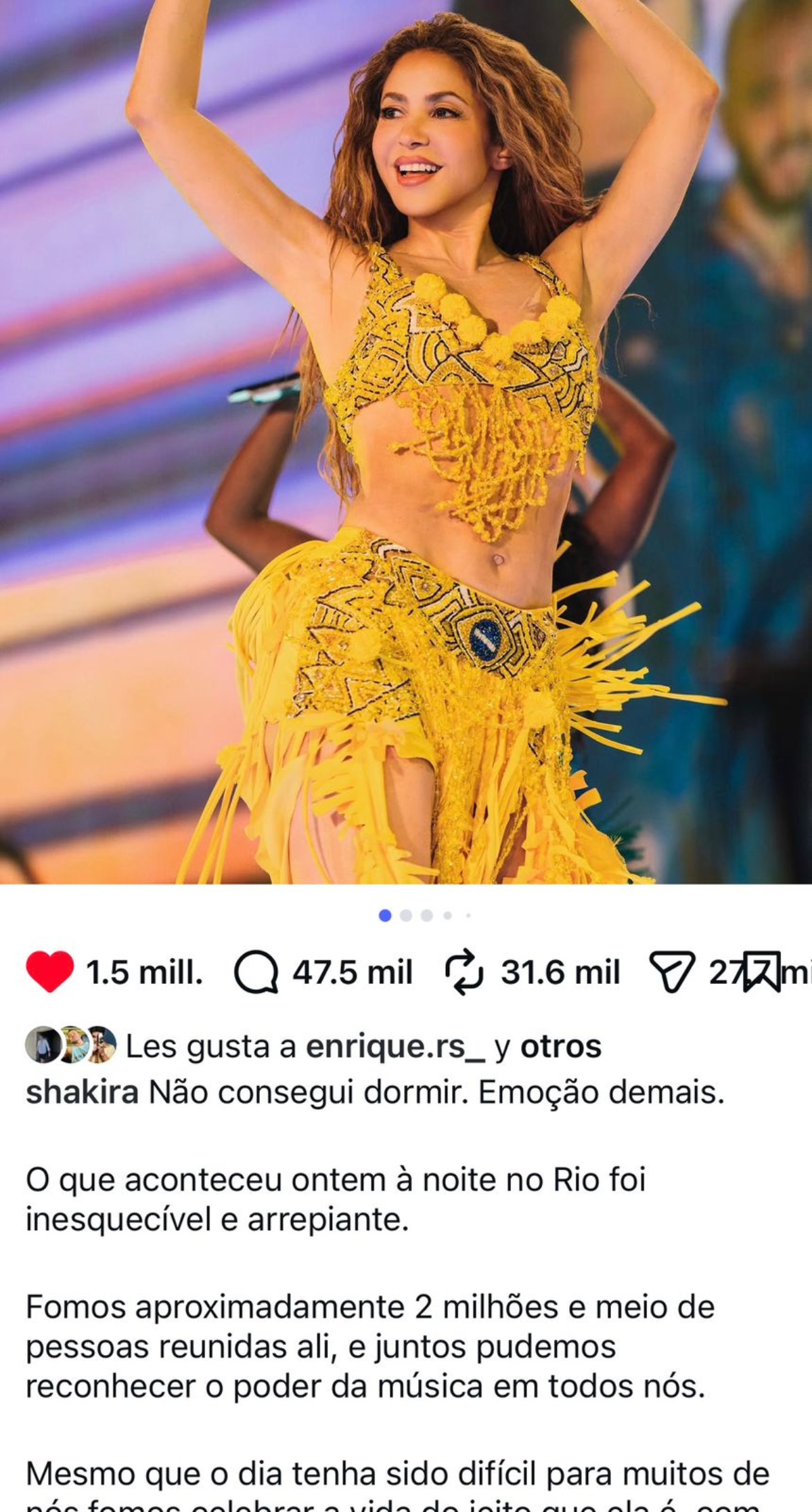 Shakira rompe el silencio sobre su concierto récord