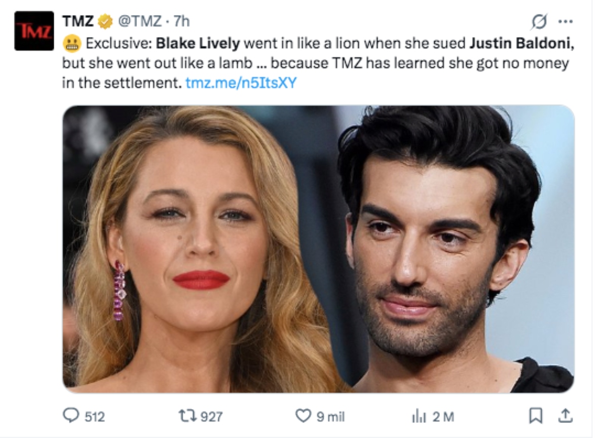 Blake Lively y Justin Baldoni llegan a un acuerdo