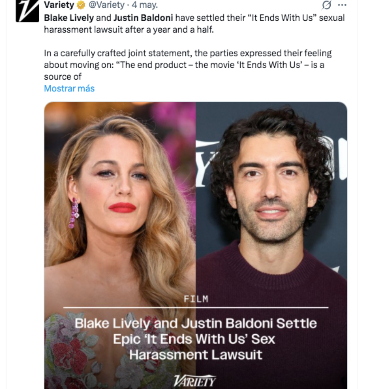 Blake Lively y Justin Baldoni llegan a un acuerdo