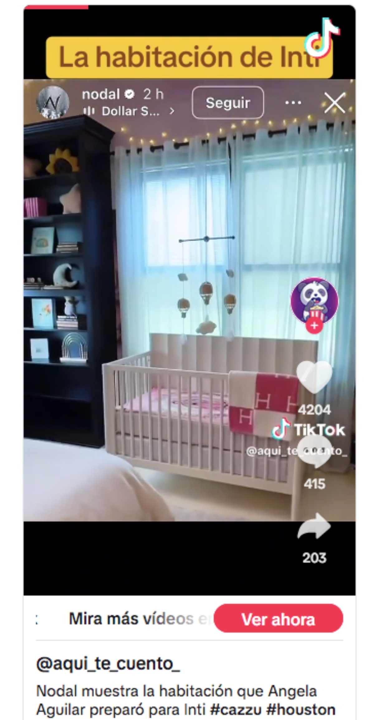 Christian Nodal mostraba la habitación de su hija Inti