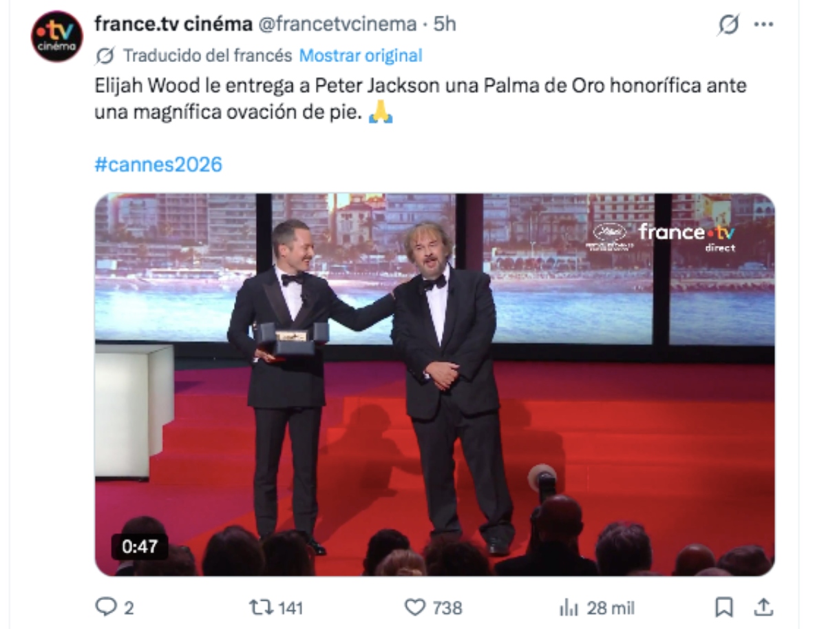 Peter Jackson, director de 'El Señor de los Anillos' recibe una Palma de Oro honorífica