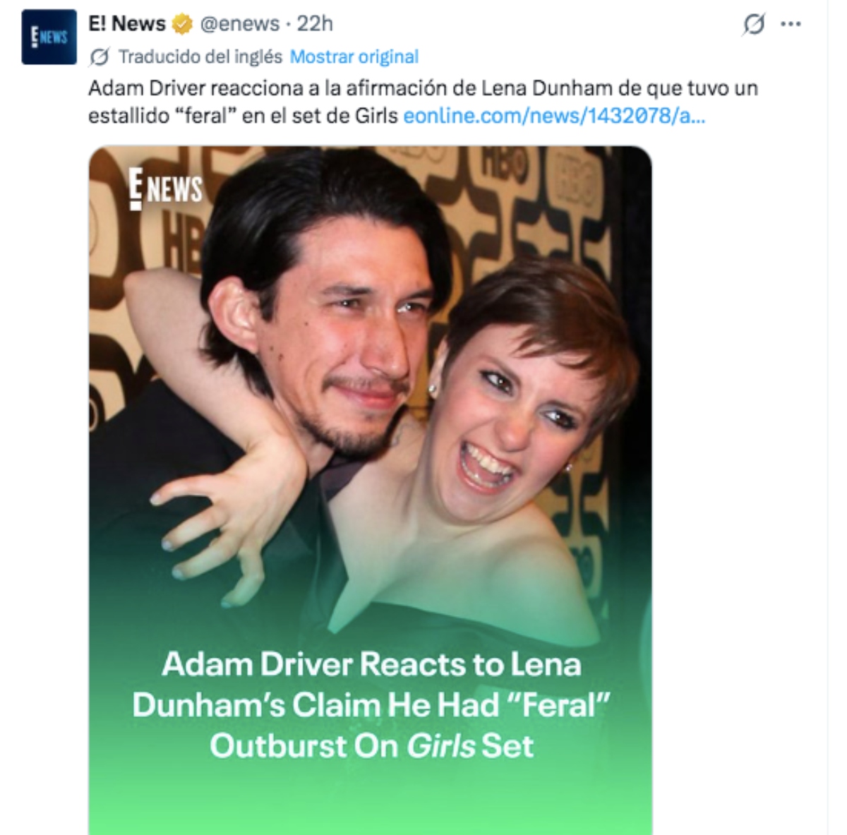 Adam Driver sobre acusaciones de la actriz Lena Dunham