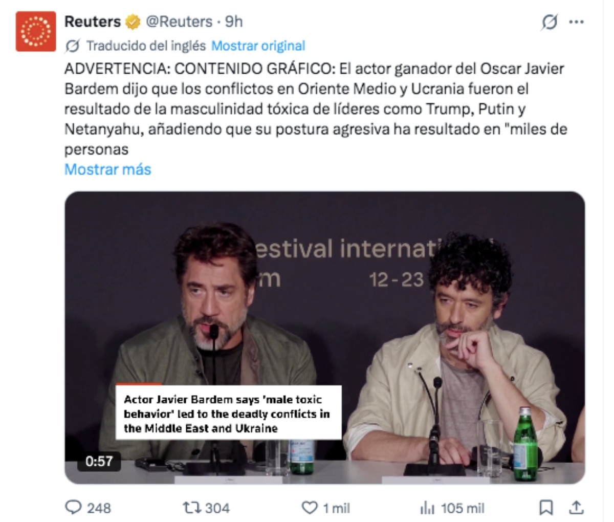 Javier Bardem lashes out at Trump and Putin