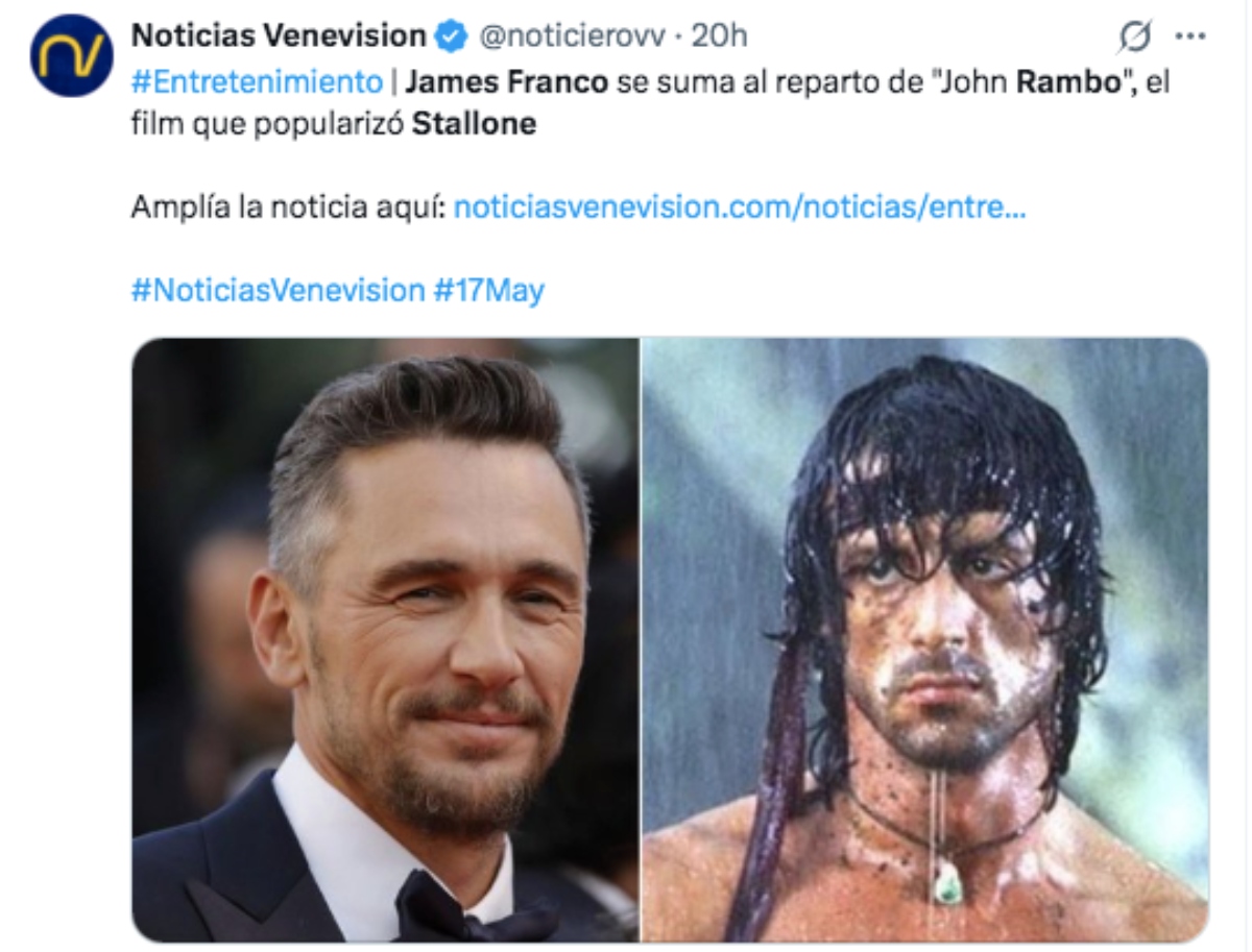 El actor James Franco participará en la película 'John Rambo'
