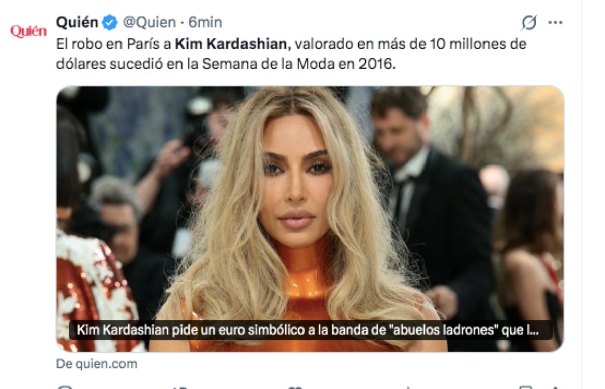Kim Kardashian pide dinero 'simbólico' por robo que sufrió