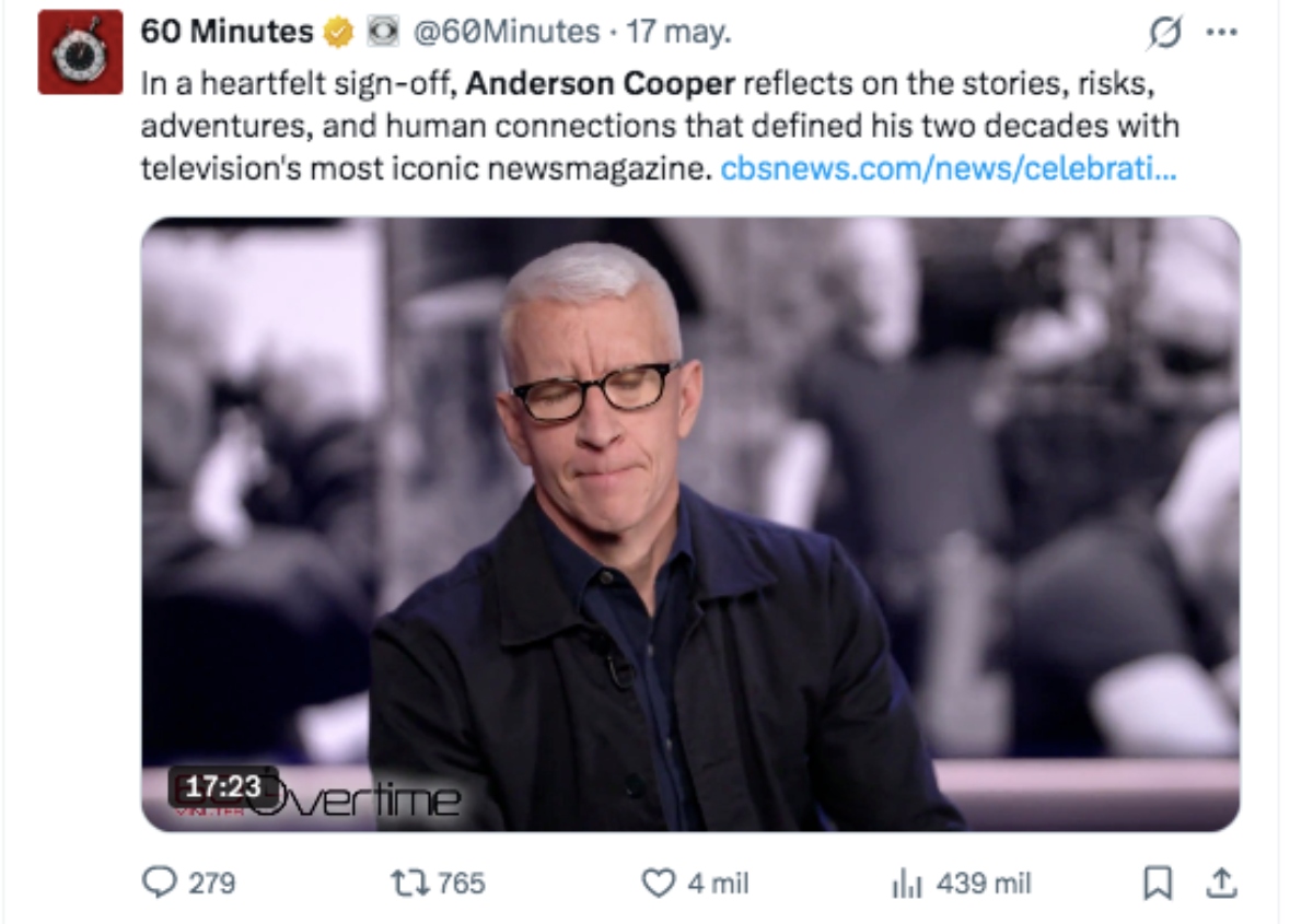 Anderson Cooper se despidió del programa '60 Minutes'