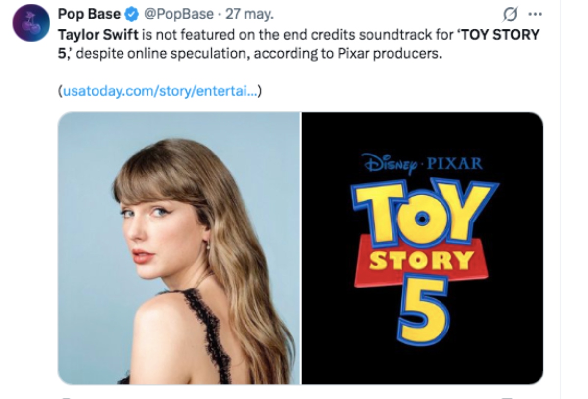 Taylor Swift estará en Toy Story 5