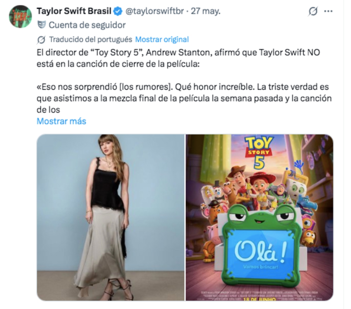 Taylor Swift estará en Toy Story 5
