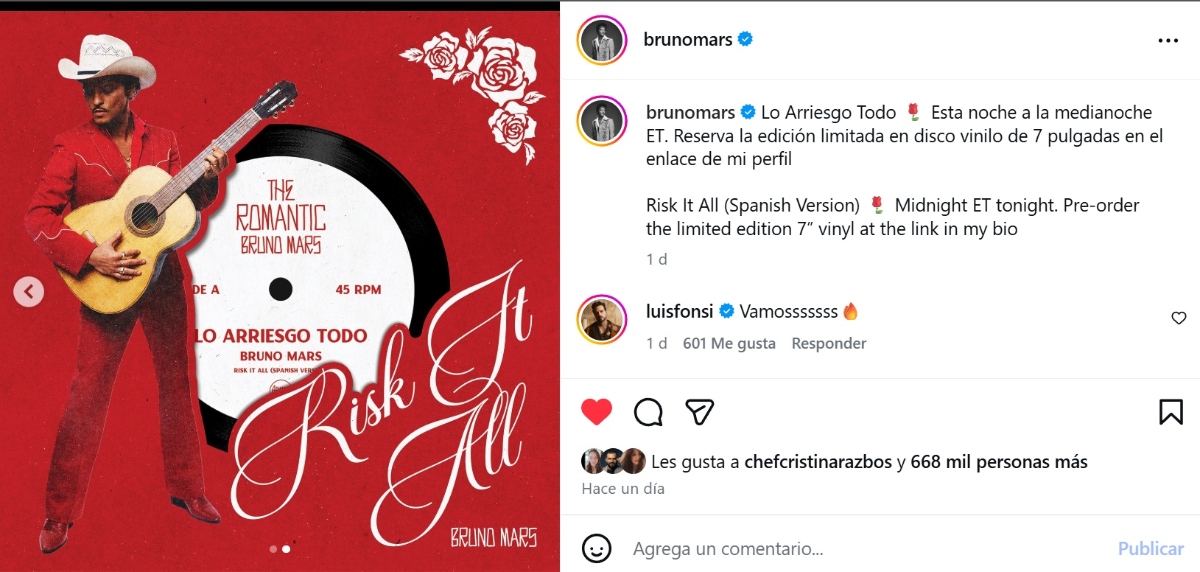 Bruno Mars sings Spanish