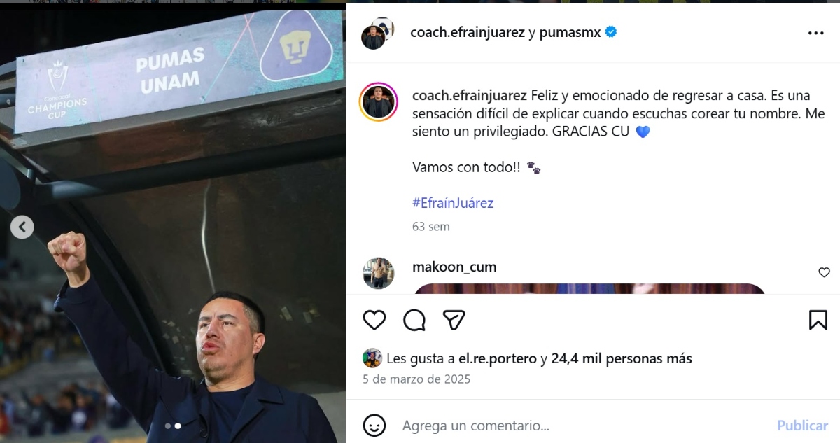 Pumas reemplazo Efraín Juárez
