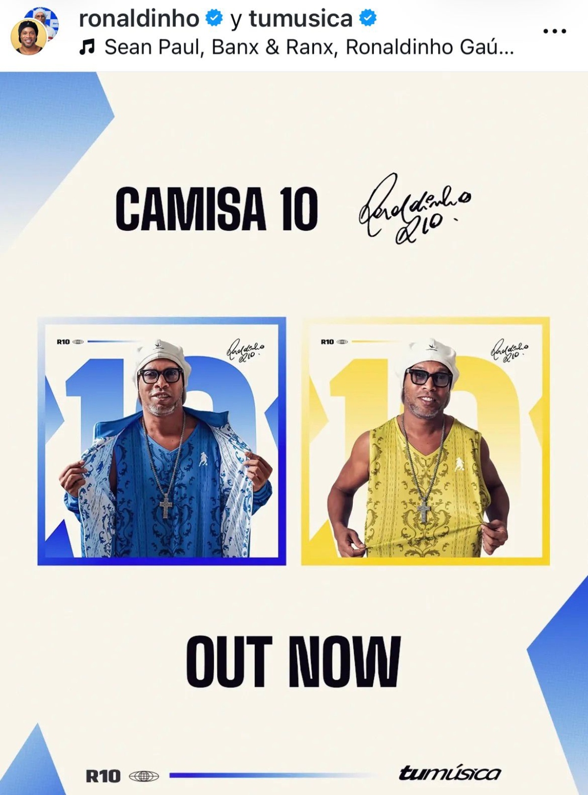 Ronaldinho launches his music album called 'Camisa 10'.