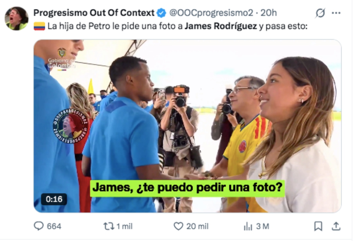 James Rodriguez reportedly denied a photo to President Gustavo Petro's daughter
