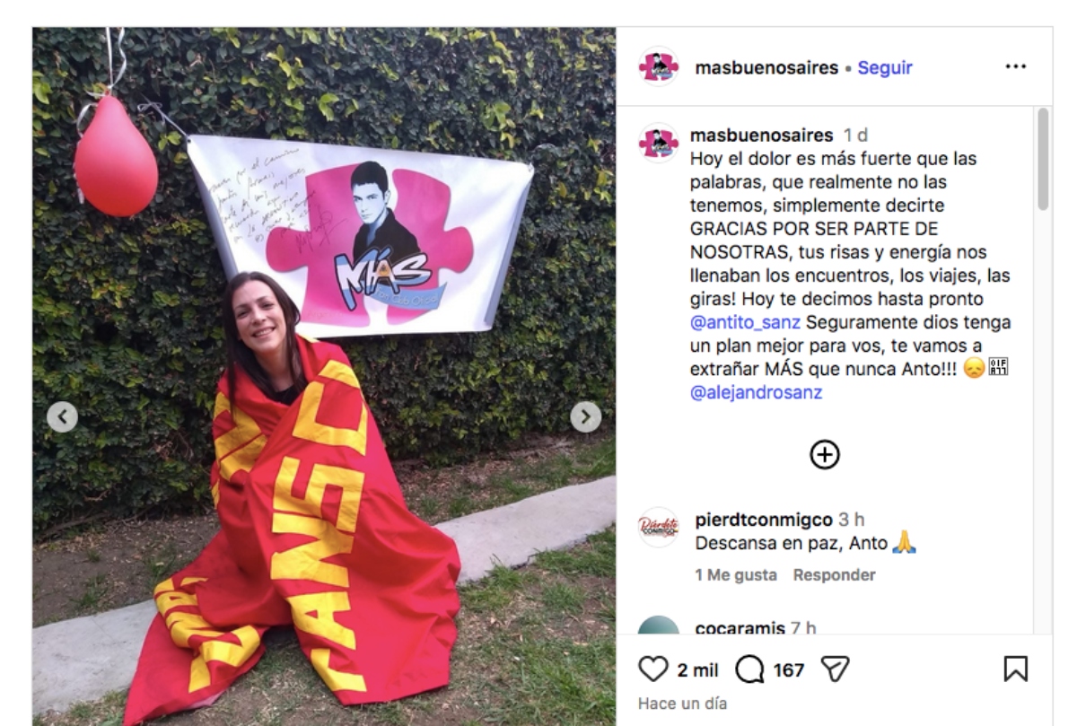 Alejandro Sanz se viste de luto tras muerte de fanática