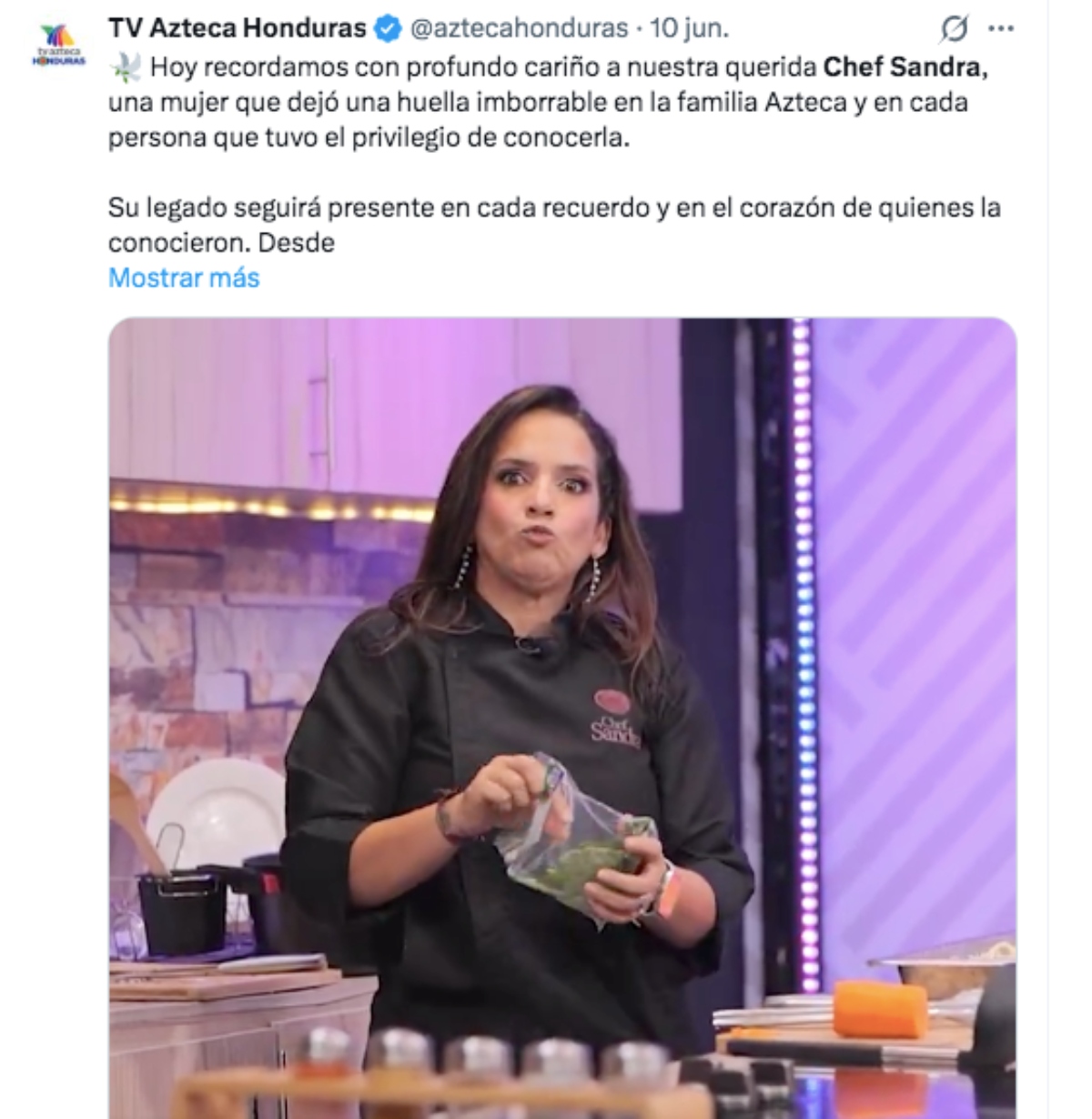 Muere la conductora y chef hispana Sandra Díaz