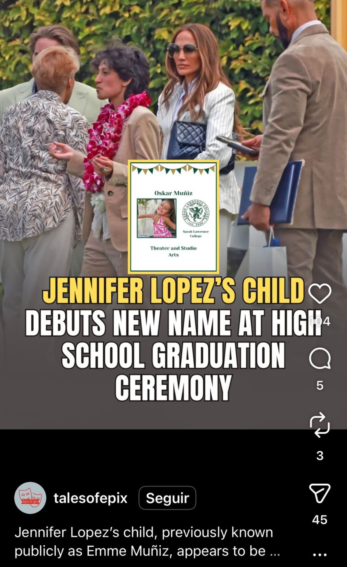 Jennifer Lopez's daughter now identifies herself as Oskar Muñiz